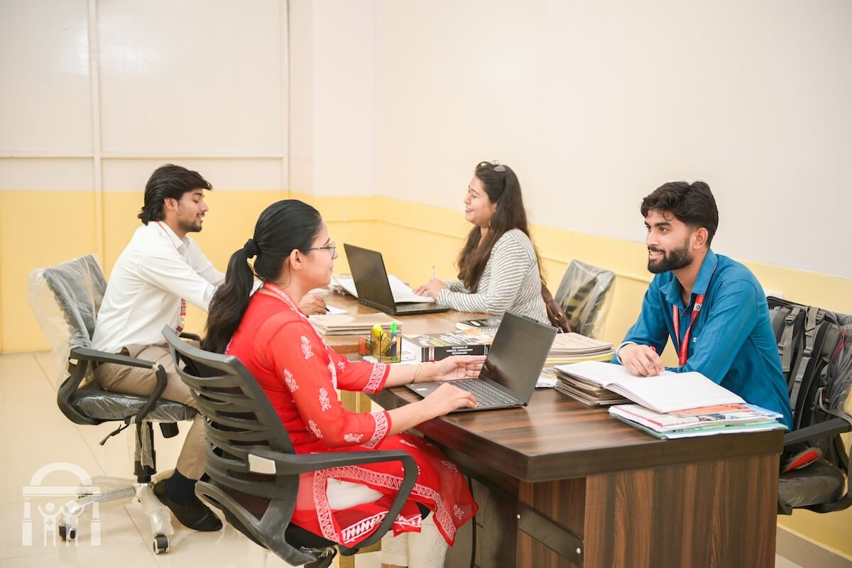 Teachers in faculty office at Punjab paramedical college