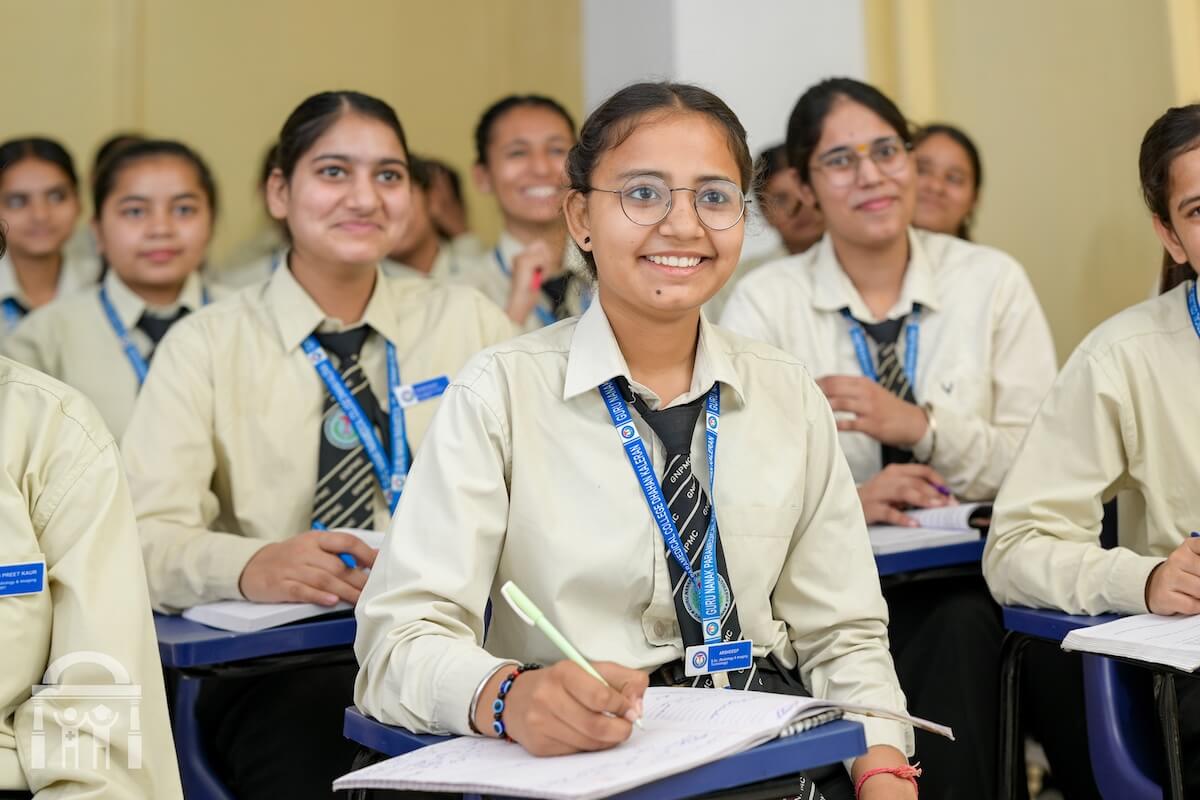 student smiling in class lecture at paramedical college in Punjab