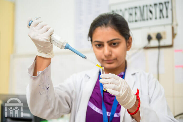 Biochemistry procedure in medical laboratory near Banga in Nawanshahr District